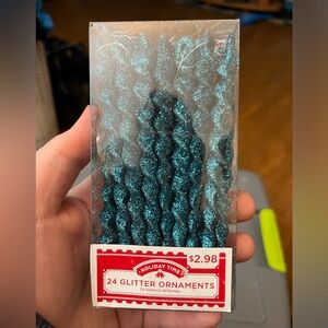 24pk Glitter Blue Icicle Ornaments